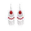 Personalized Bohemian Miao Silver Geometric Tassel Earrings