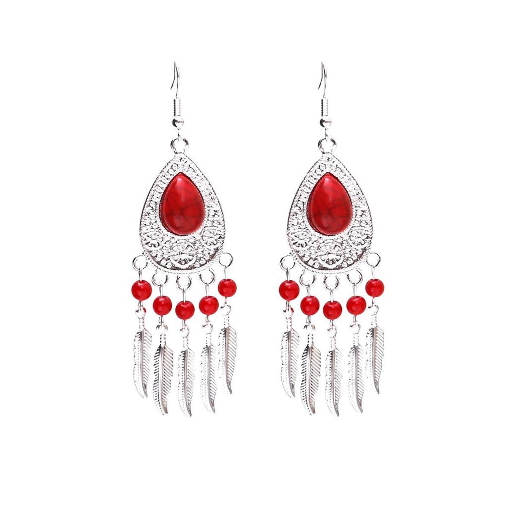 Personalized Bohemian Miao Silver Geometric Tassel Earrings