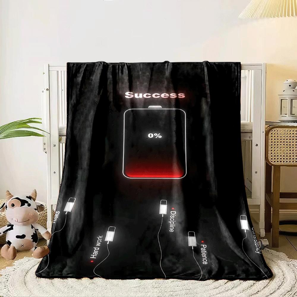 Battery labeled  success  charging via cords named effort traits. for all seasons blanket lunch break throw gift 80cm x 120cm