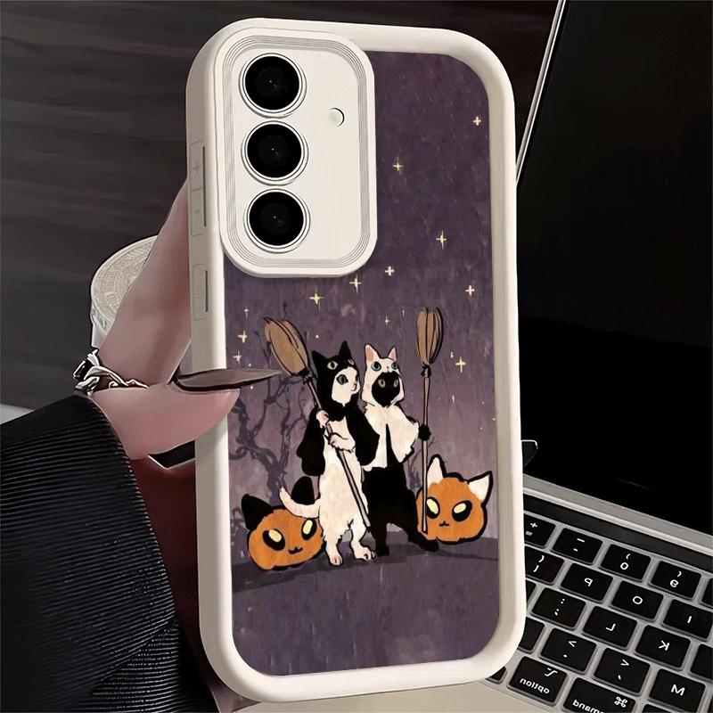 Phone Case for Samsung Galaxy A17 A16 A15 A14 A13 Black Cat Witch Aesthetics A56 A36 A26 A55 A35 A25 A54 A34 A24 A53 A33 A23 A07
