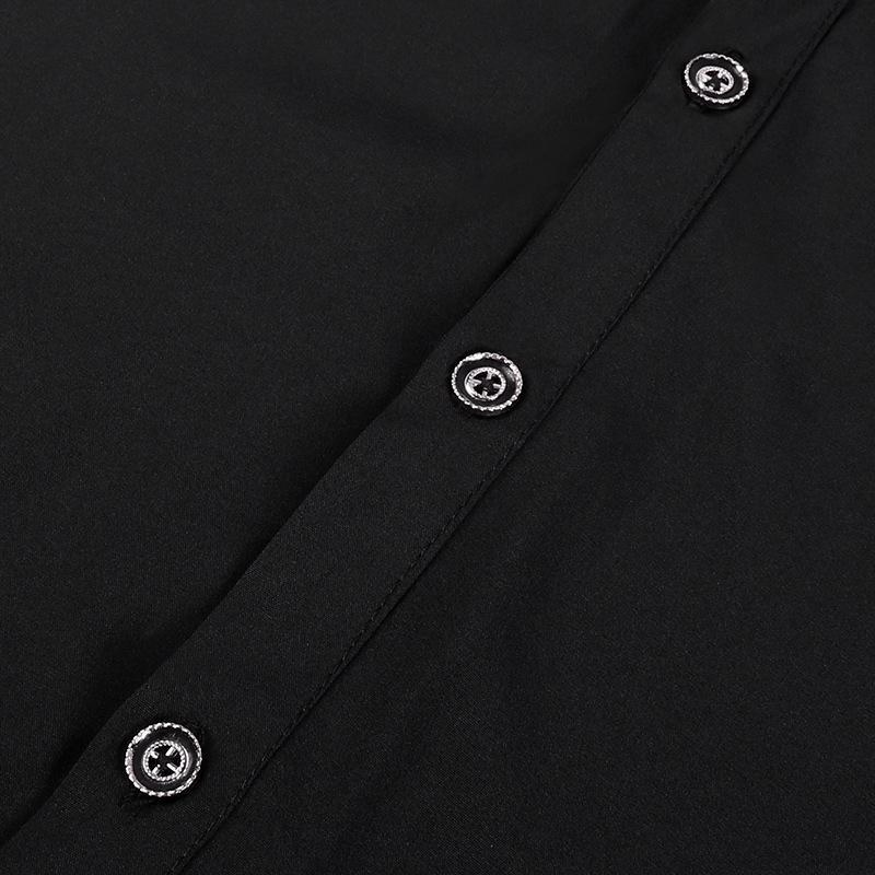 Gothic Ruffled Stand Collar Men's Long Sleeve Tie Shirt with Pleated Cuffs