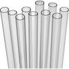 10 EXTRA WIDE Long Reble Hard Plastic Drinking Straws + Cleaning Brush - Fat Thick Large Jumbo Straws for Smoothies and Milkshakes - Semi-transparent