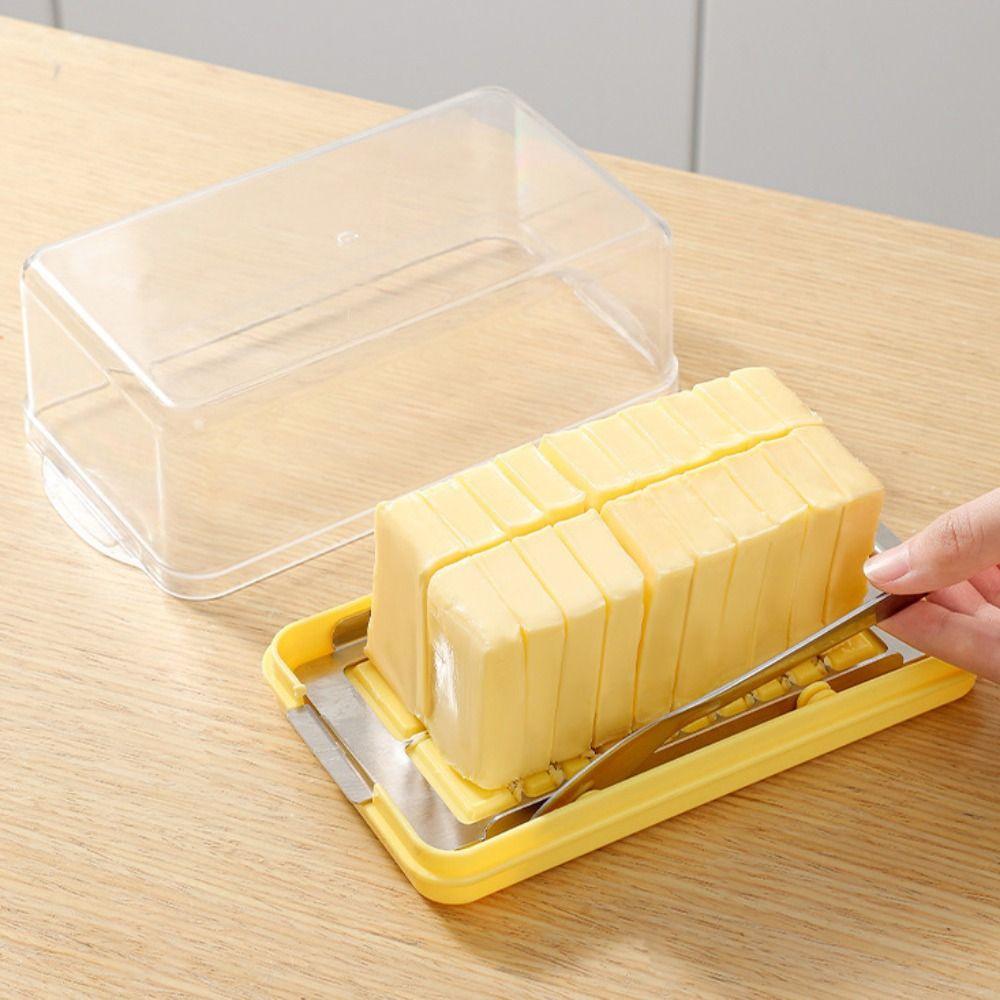 with Cutting Net Butter Slicer Box Clear Lid Cheese Container Kitchen Baking