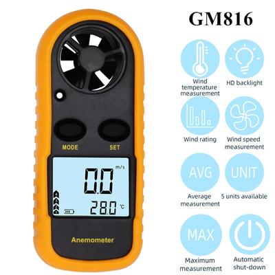 Anemometer GM816 Portable  Thermometer Wind Speed Gauge Meter Wind Meter Hand-held Anemometer