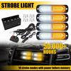 4pcs Amber/White Truck LED Emergency Warning Beacon Hazard Strobe Flash Light