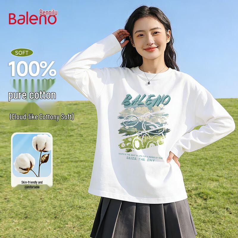 Baleno Women s Pure Cotton Crew Neck Long Sleeve T-Shirt S