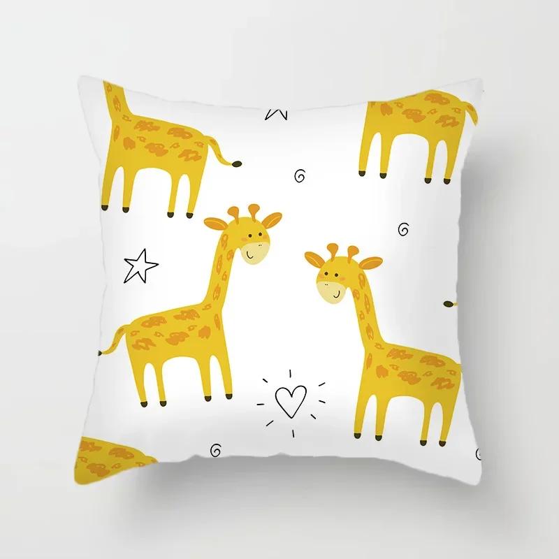 Niedlicher Cartoon Dinosaurier Alpaka Fuchs Print Muster Kissenbezug Heim Wohnzimmer Sofa Dekokissen