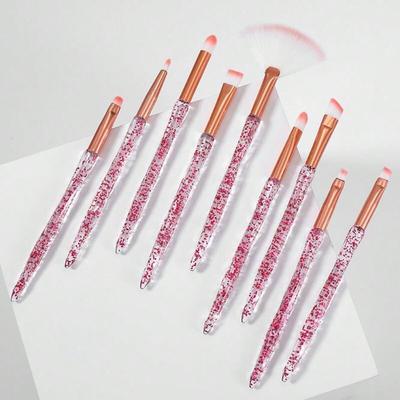 10 Stück Diamantkristall Transparente Lidschattenpinsel Fächerförmiger Pinsel Augen-Make-up-Pinsel Augenbrauenpinsel Färbepinsel Nasenschattenpinsel Beauty-Tools