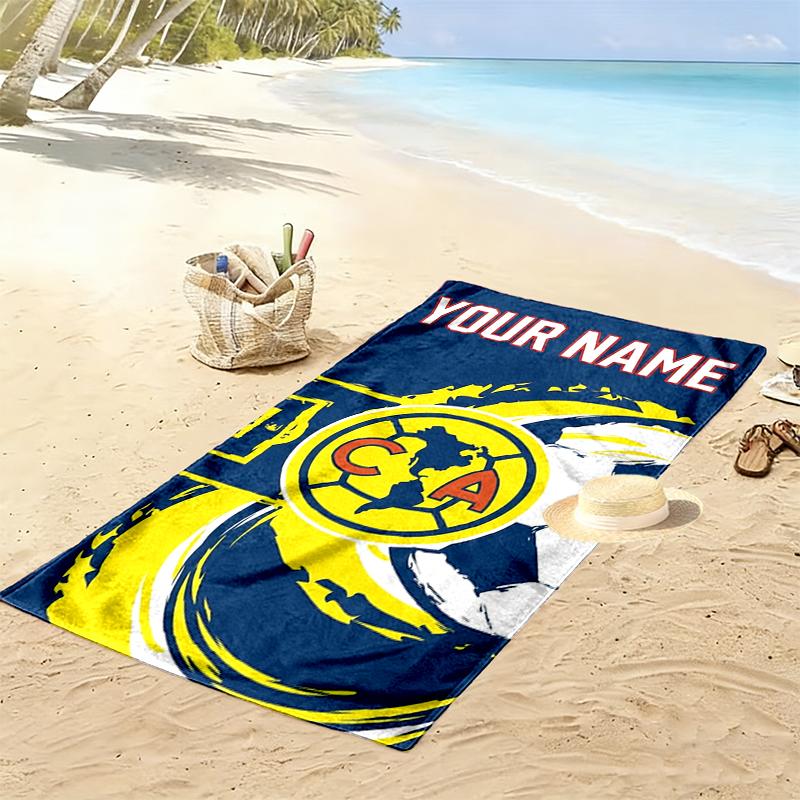 Custom Name Club Amrica Print Beach Towel, Large Soft Quick Dry Towel for Beach Camping Swimming
