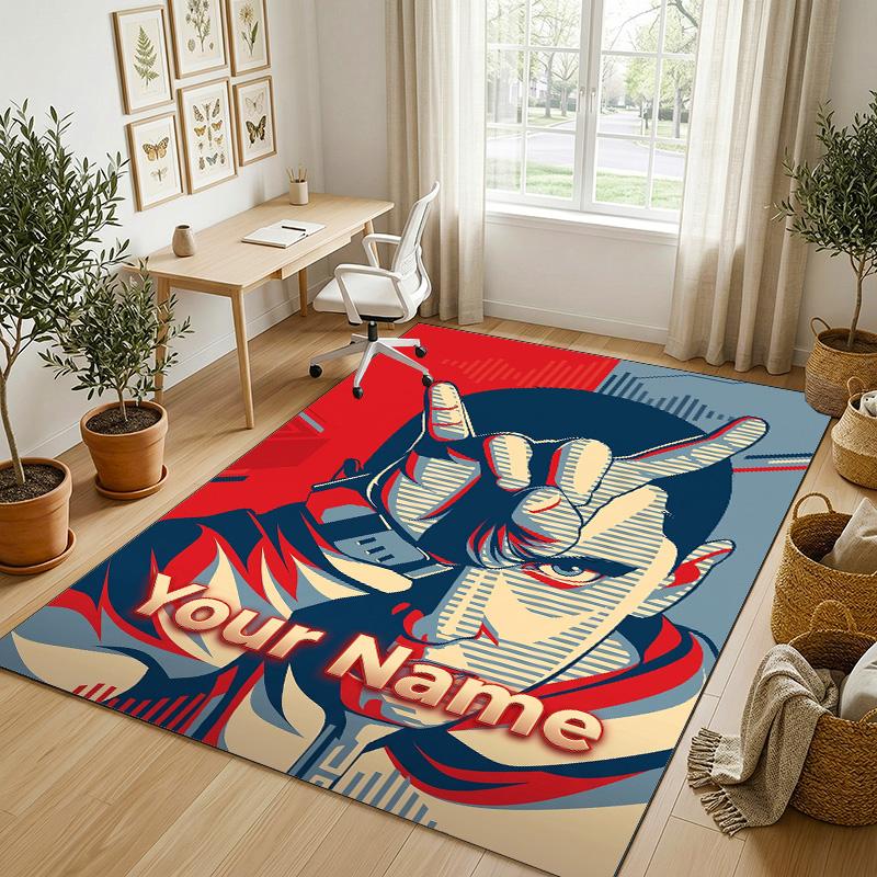 Personalized Crystal Velvet Carpet,Eminem Custom Printed Name, Plush Area Rug For Home Indoor Decor