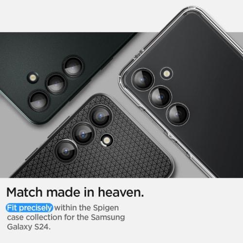 Spigen Galaxy S24 Camera Protection Film Black 2 Sets with Installation Kit High Transmittance 9H Hardness Shockproof Compatible with Galaxy S24 Lens