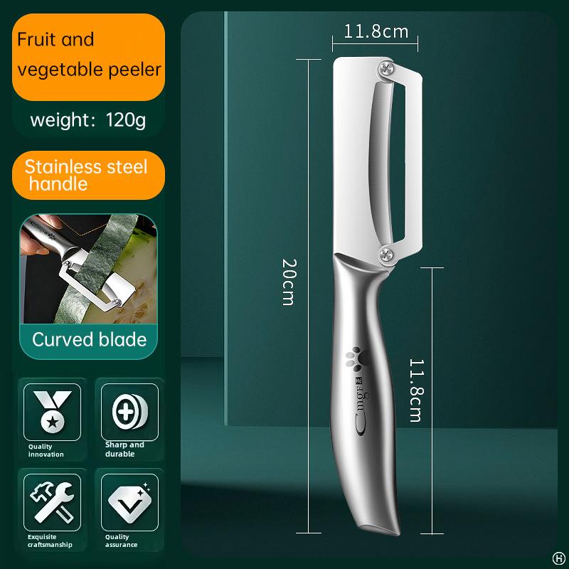 Pelapatate in acciaio inox con manico in legno per pelare e affettare frutta e verdura | Durevole e con funzionamento fluido