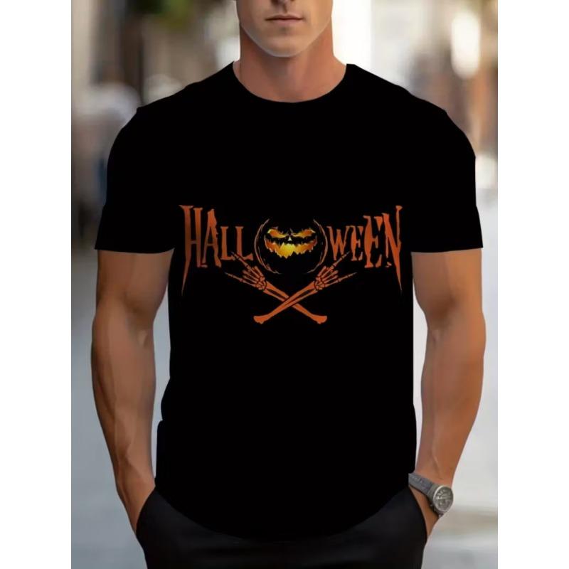 Fashion Halloween Men's T-shirts Clothing Crew Neck Short-sleeved Tee Funny Pumpkin 3D Printed Short Sleeve T-shirt For Men