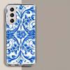 Blue white Porcelain Pattern Phone Case For Samsung Galaxy S25 Edge S24 S23 FE S21 S20 S10 Plus S22 S26 Ultra Cover Clear Cases
