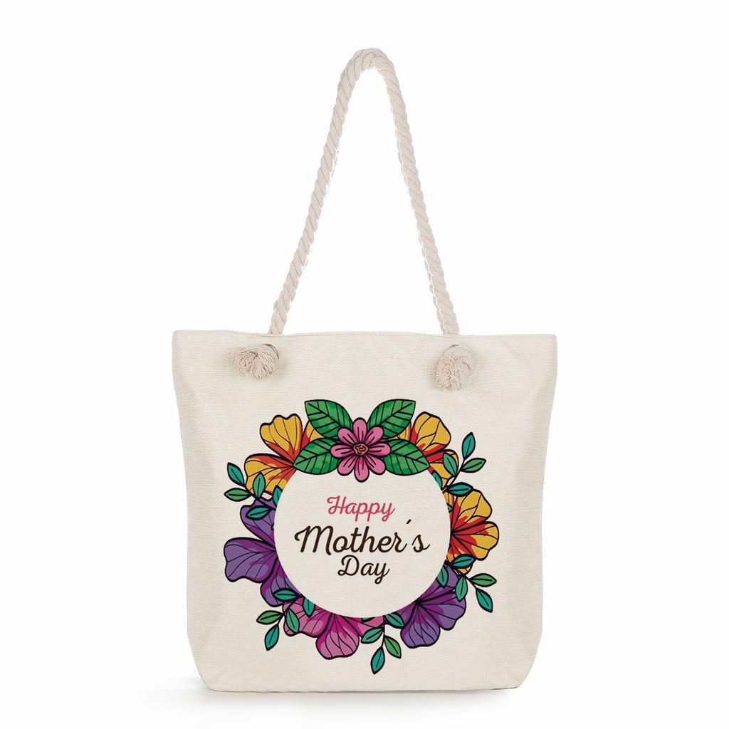 Multifunctional Trendy Letters Printed Thick Rope Shoulder Beach Bag Casual large capacity handbag 7593