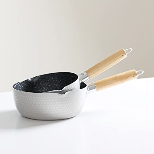 Pearl Metal Yukihira Saucepan (Snow Pot), 20cm, IH Compatible, Marble Finish, Anodized Aluminum, HB-6542