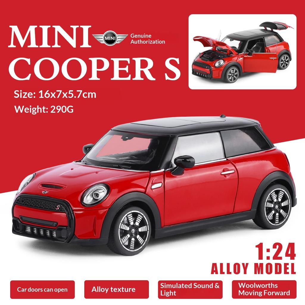 Metal die-cast 1/24 scale MINI COOPER car model simulated tire pulling back and moving forward Halloween gift