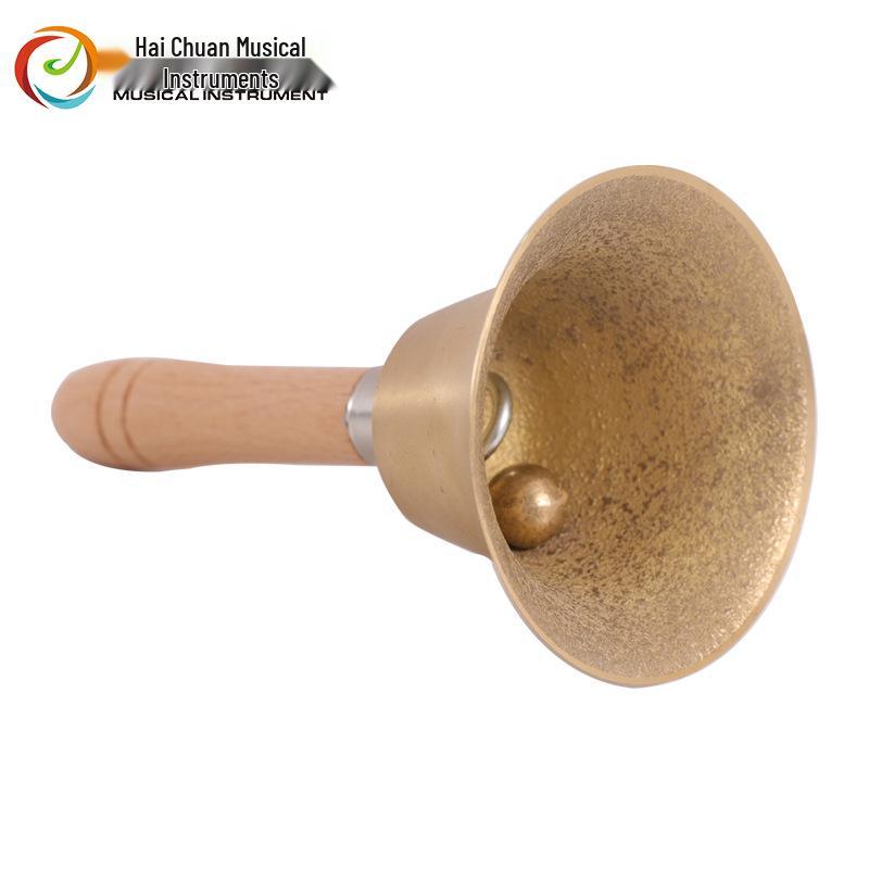 Wooden Handle Hand Bell with Pure Copper 8cm Diameter Ring for Classroom Use