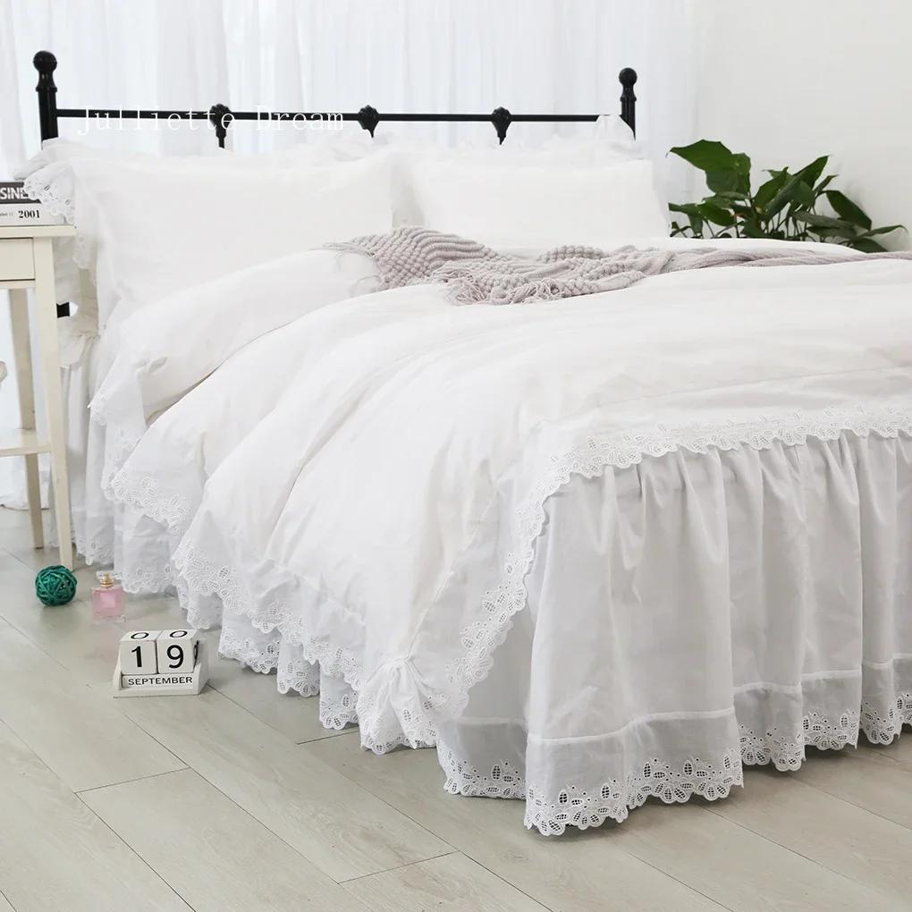 Elegant Bedding Set Ruffle Lace King Size Bedding Set Luxury Bedding Sets Duvet Cover Home Quilt Case Bed Sheet Linen