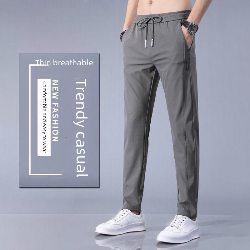 Pantalon d'été décontracté slim droit pour homme - Léger, extensible, taille élastique, coupe ample