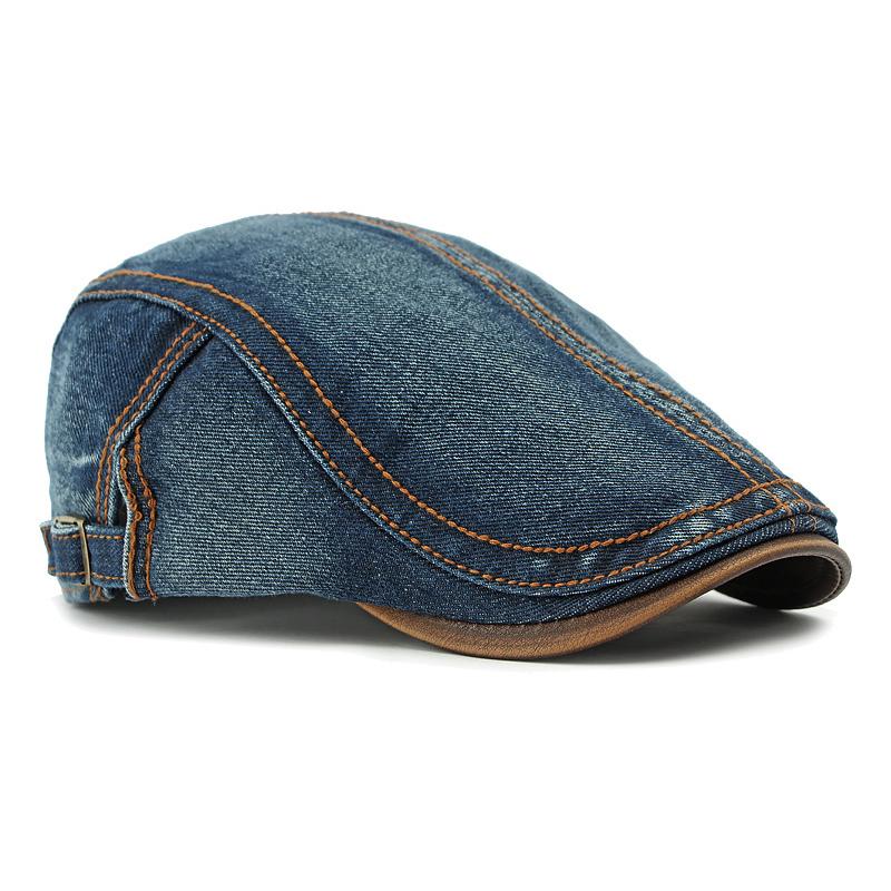 Spring Summer Denim Hat Men's Beret British Vintage Peaked Cap Women's Forward Cap