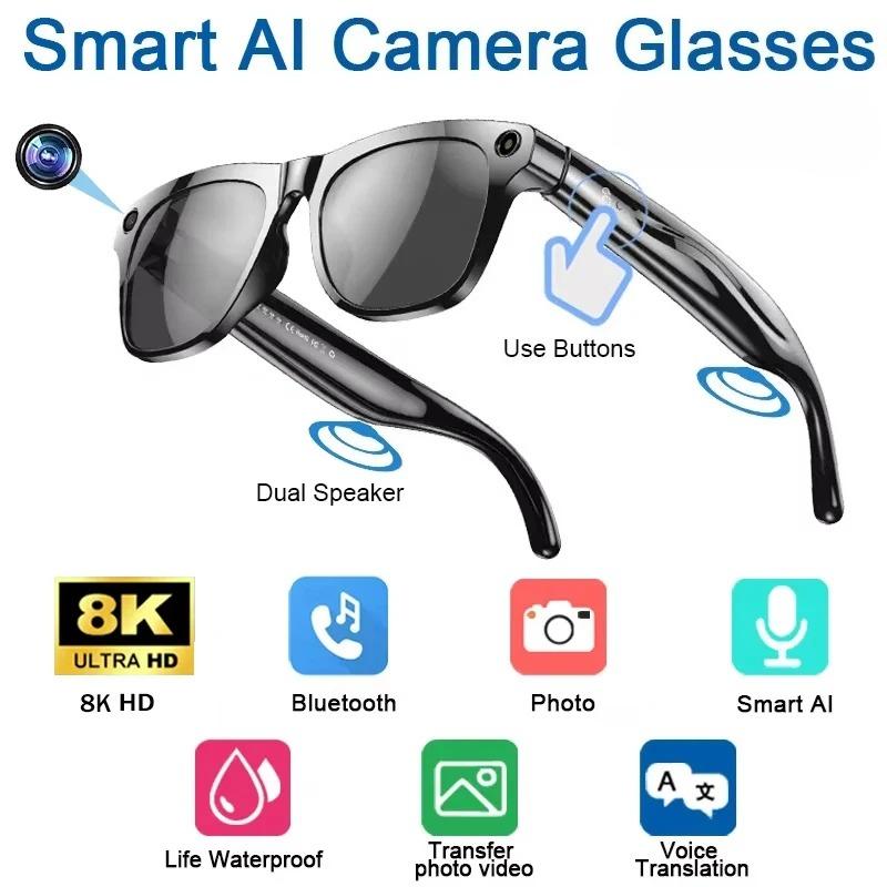 Intelligente 8K KI-Brille mit 100W Kamera Chat Gpt Touch Outdoor Sport Sonnenbrille Bluetooth Anrufe Musikplayer Bildstabilisierung für Männer Frauen Geschenk