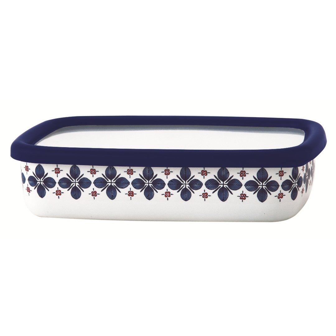 

Fuji Horo Storage Container Shallow Enamel Square Container M Size Canister with Lid Cukka Navy N CU-M