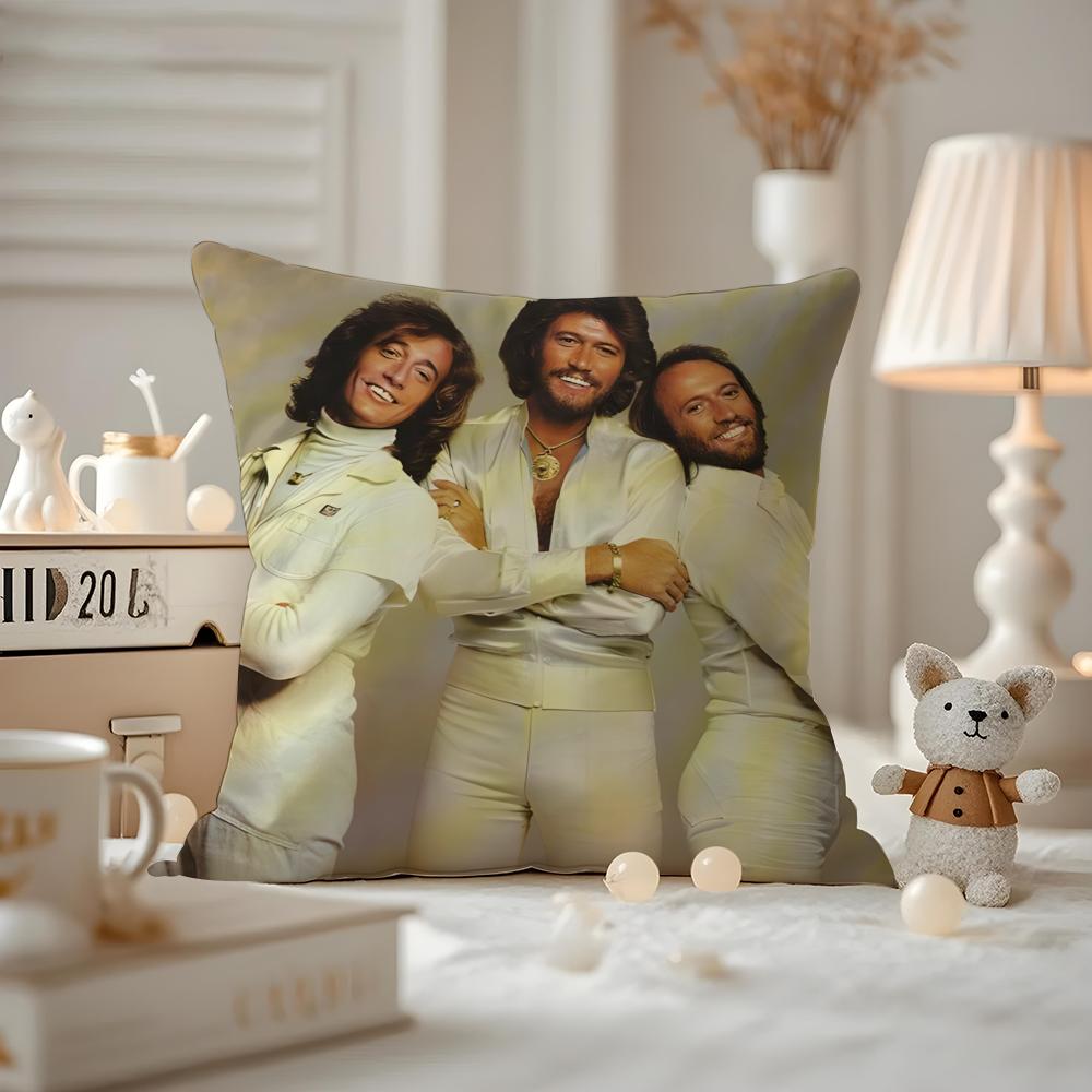 Bee Gees Cushion Cover Anti-dustmite Pillowcase Invisible Zipper Silky Short Plush Sofa Cushion Cover
