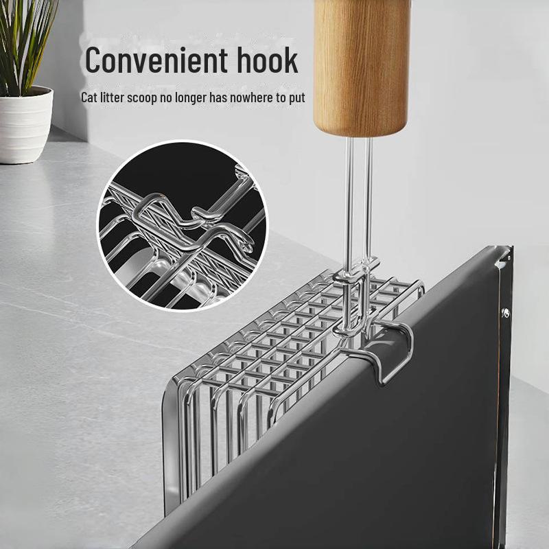 Large Metal Cat Litter Scoop with Fine Holes for Tofu and Ore Sand - Two-in-One Push and Pull Design