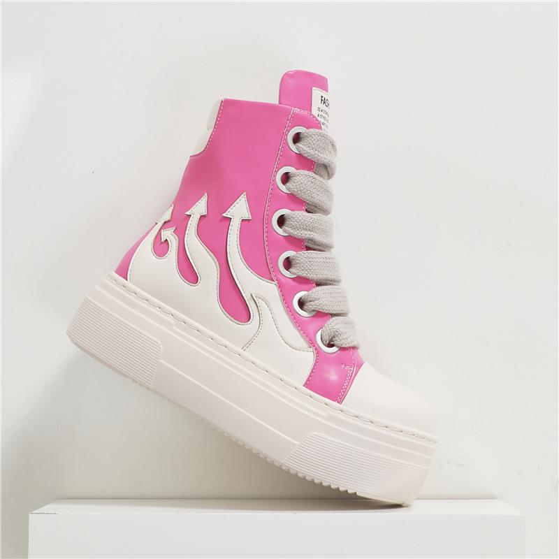 Concise Platform Thick Bottom Unisex Shoes All Match Mixed Color Increase Sport Shoes Runway Sneakers Large Size Casual Trainers