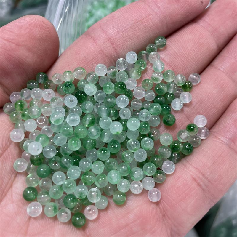 Ten Thousand Jade 4mm Ice Green Floating Flower Round Beads