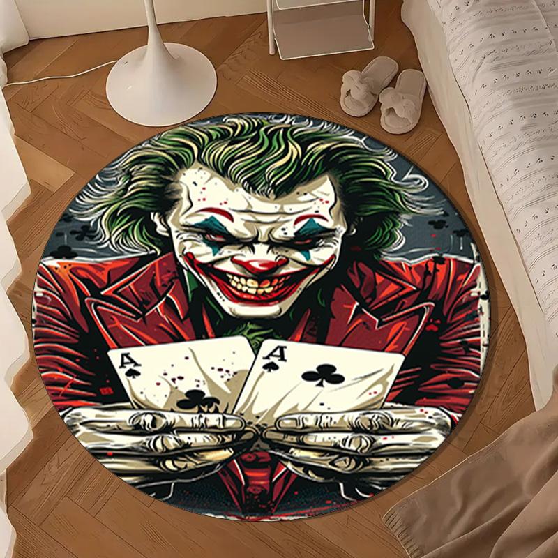 Cool Clown Pattern Round Rug for Livingroom,Bedroom, Palyroom, Chair Rug, Area Rug, Circle Carpet, Large Size Fan Christmas Gift