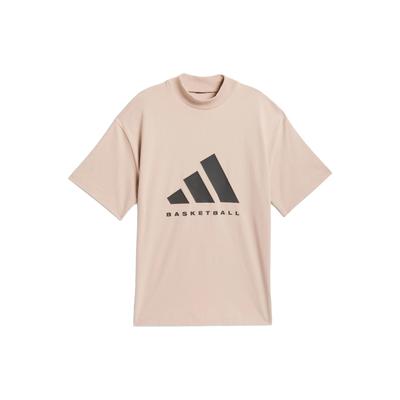 adidas T-shirt Sport en Maille Basketball à Manches Courtes et Col Rond avec Impression Logo Alphabet Unisexe Hauts Gris Perle IT4509