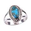 Natural Blue Copper Turquoise Gemstone 925 Solid Sterling Silver Ring S.8 C2E18