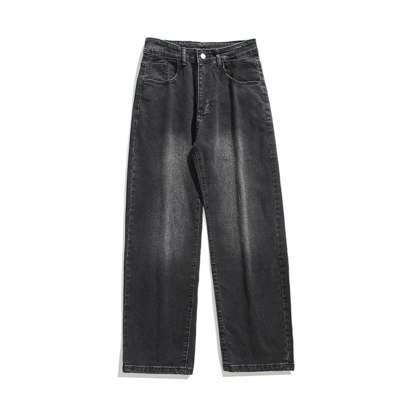Pure Black Straight Jeans Men's Versatile Slim and Handsome Slim Pants