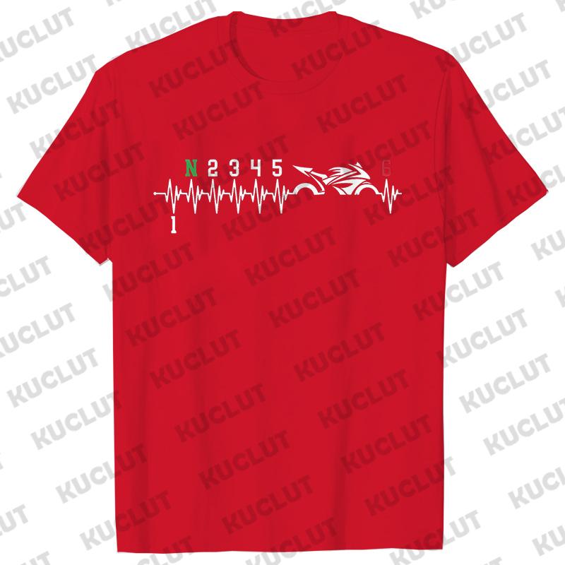 1N23456 Motorcycle Gear Biker Heartbeat Retro Printed Men's New T-shirt Fashion Casual Loose Summer Tshirts Short Sleeve T-shirt