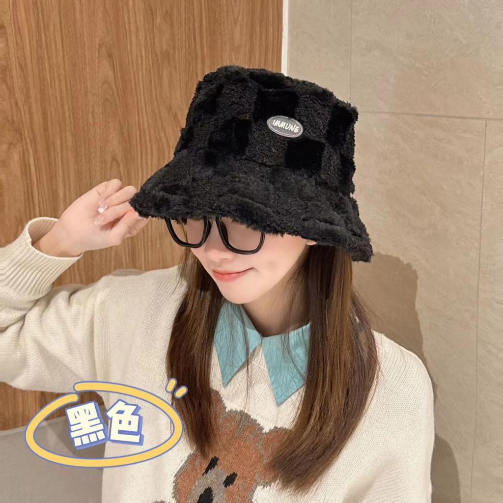 Women's Fashion Cap Autumn and Winter Thicken Warm Hat Korean Style Cold Proof Windproof Sherpa Bucket Hat