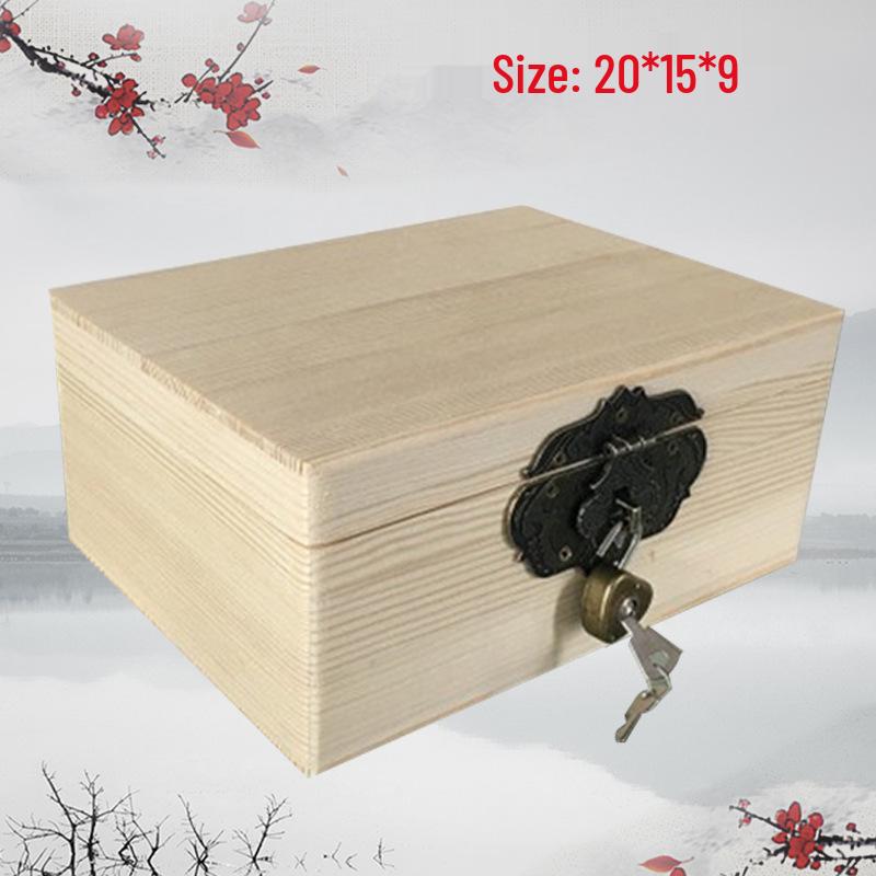 Vintage Solid Wood Rectangular Storage Box with Lid