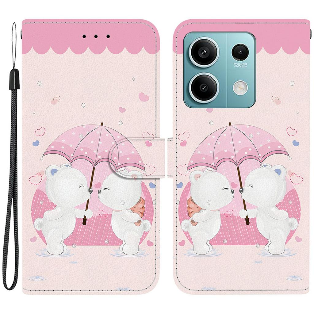 Für Xiaomi Redmi Note 13 5G Hülle Musterdruck Sturzsicher Leder Klapp-Brieftasche Handyhülle mit Lanyard