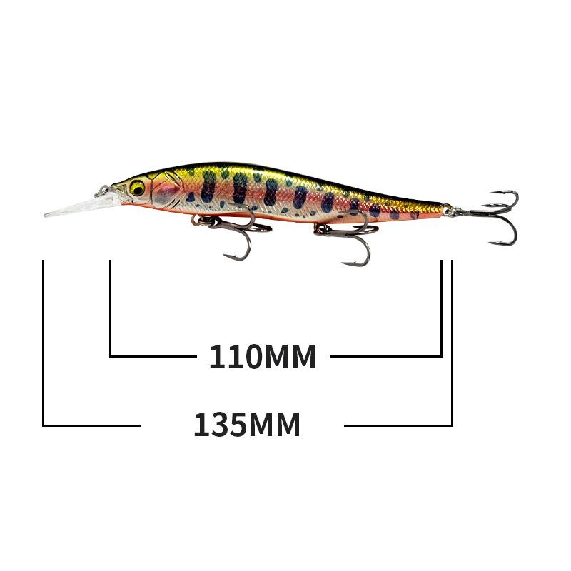 18g 11cm/4.3in 12 Colors Floating Minnow Lure with Barbed Treble Hooks#6 Long Casting Minnows Sea Fishing Minnow Fishing Lure