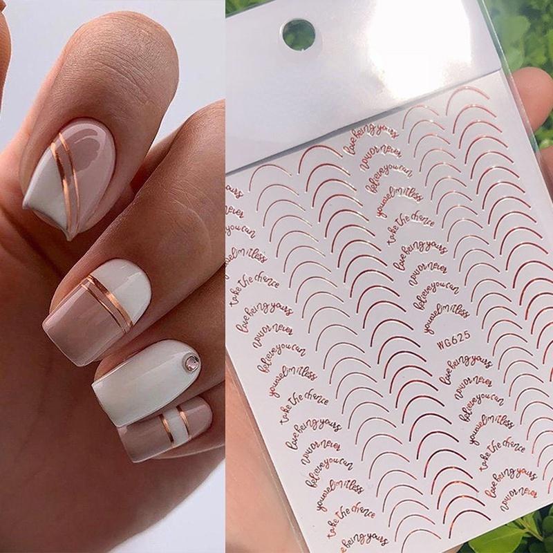 Nail Art Sticker 3D Adhesive French Nail Art Jewelry 6 Colors Imitation Metal Line Three-dimensional Nail Art Decal YSL