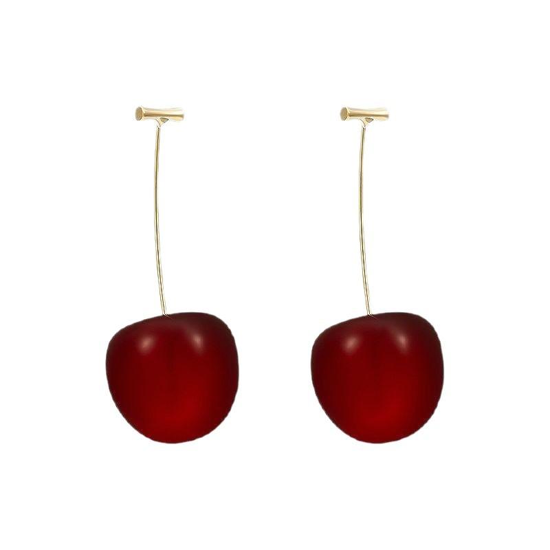 Red Cherry Cherry Earrings Sweet Temperament Versatile Personality Design Earrings