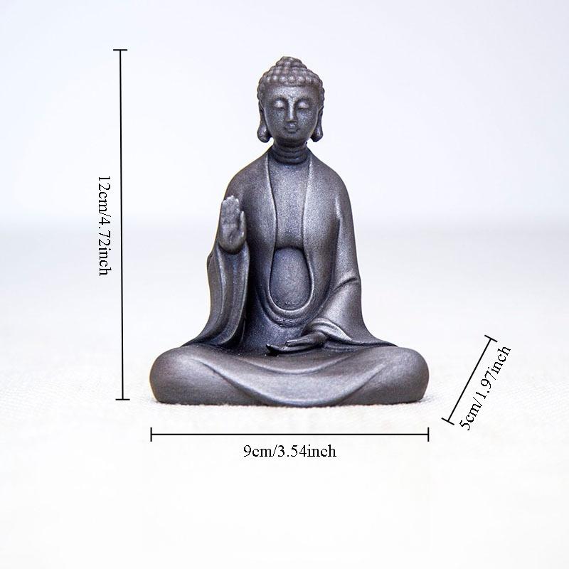 Retro Iron Buddha Statue Indoor Outdoor Zen Decorative Sculptures Simple Home Living Room Tea Room Desktop Meditation Ornament