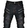 Mens Motorcycle Riding Pants With Knee Protection Reinforced Silicone Padding Casual Retro Biker Jeans Wear