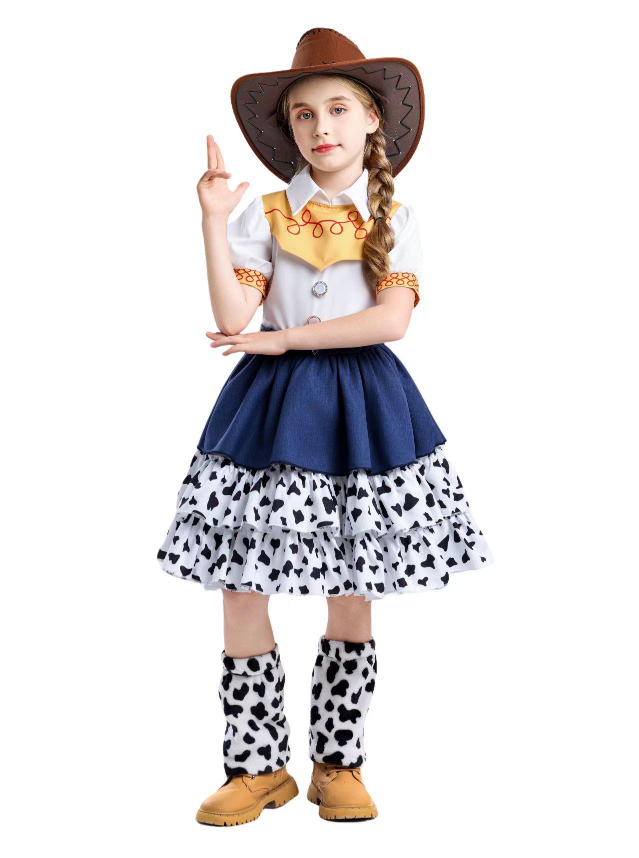 Halloween Girls Lolita Princess Woody Cowboy Costume Dress 120cm