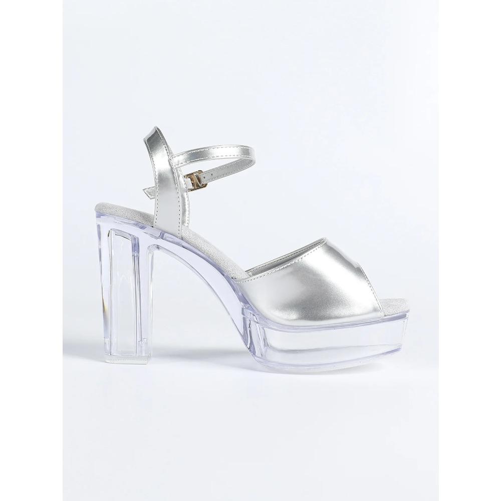 Women's 12cm Clear Heel Slide Sandals - Chunky Platform Sexy Shoes for Stage Runway & Outdoor LFD-19866-12