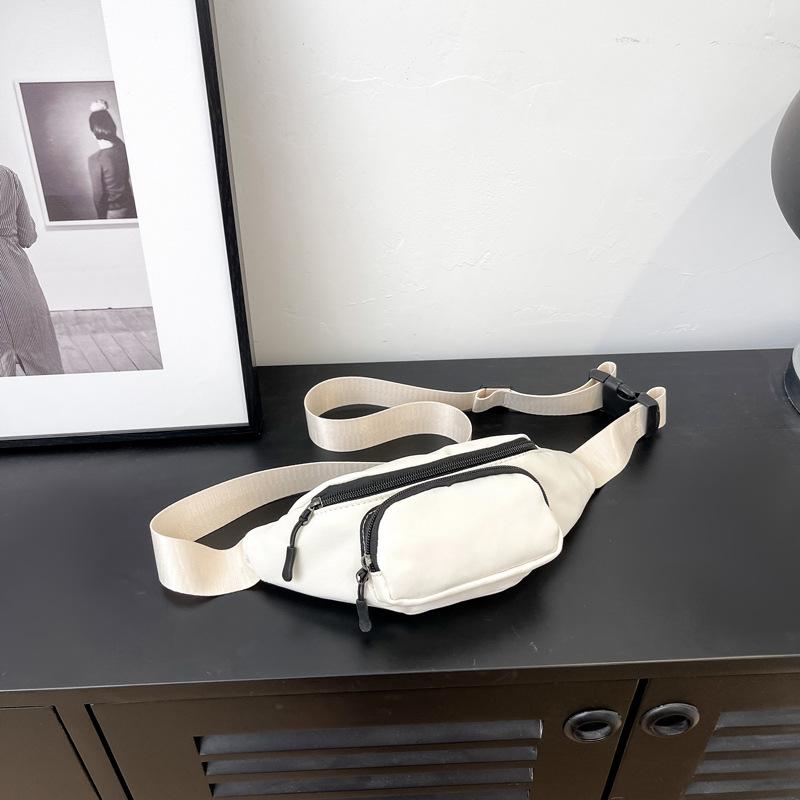 

New lightweight and simple canvas breast bag women s messenger bag outdoor sports and leisure women s fanny bag mobile phone bag One size білий