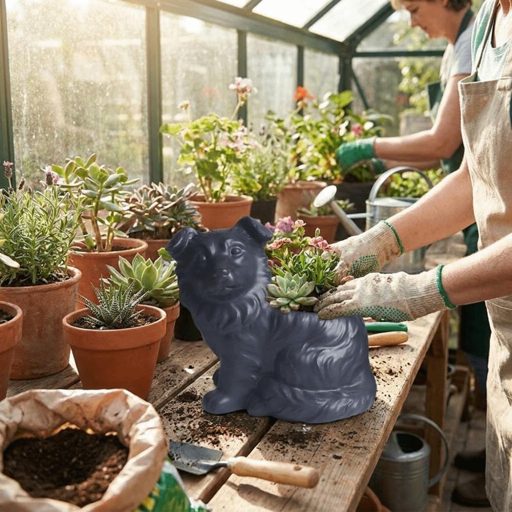 Modern Cute Ceramic Dog Vase Handmade Animal Shaped Succulent Pot Unique Animal Planter Office