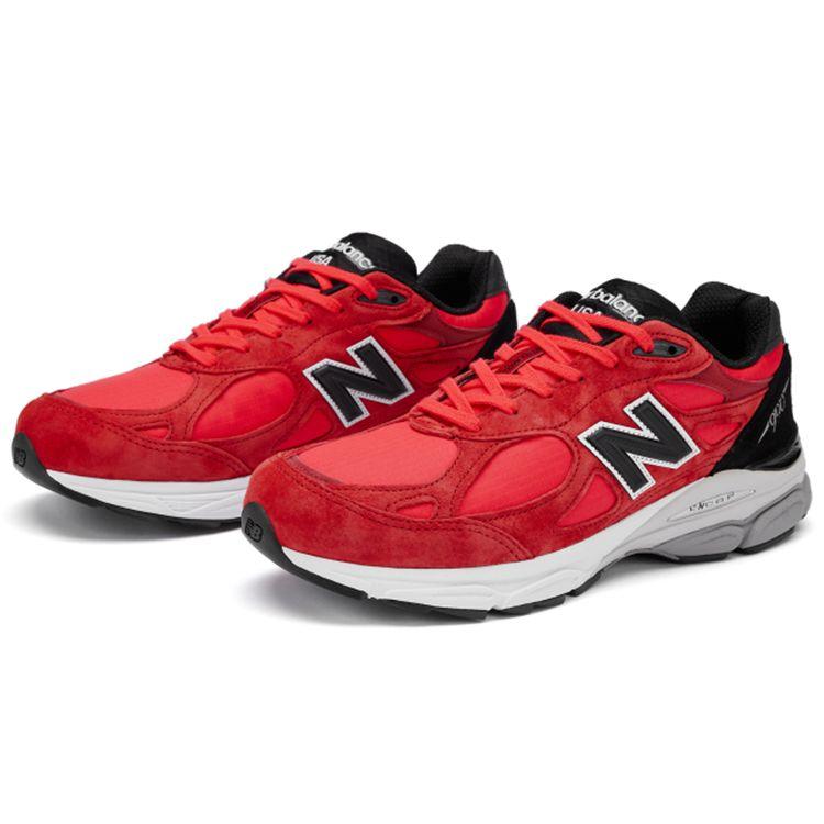 New Balance 990v3 Made In USA Red Suede Men Sneakers Hot-Pink Black M990PL3