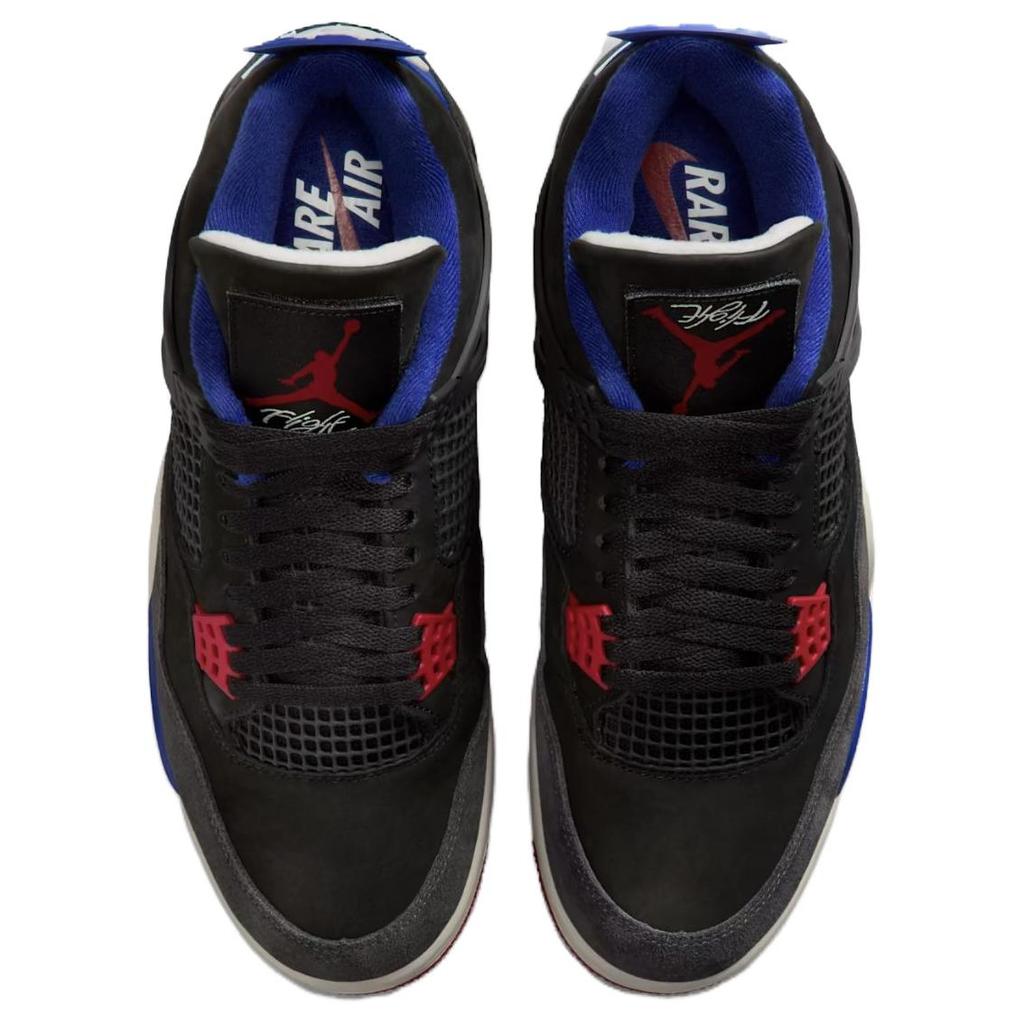 Air Jordan 4 Retro Rare Air - Biele Nápisy Pánske Tenisky Čierna Ohnivo-Červená Tmavomodrá FV5029-003